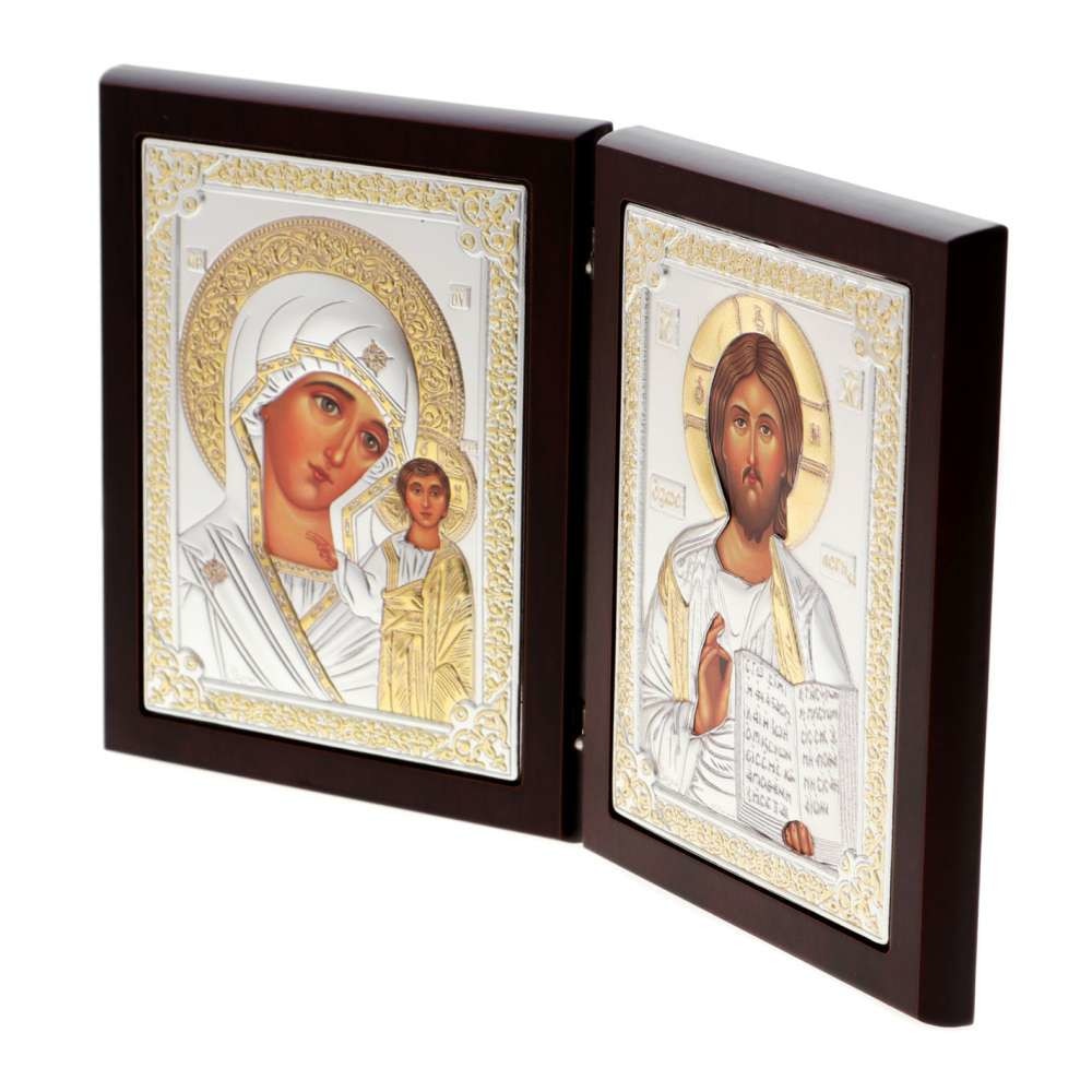 Icoana dubla Maica Domnului din Kazan cu Isus 13x21 cm
