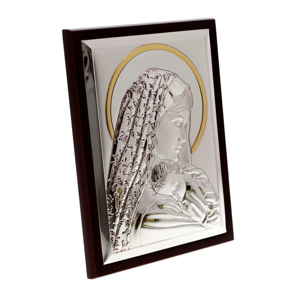 Icoana argintata 3d Maria 14,5x19 cm