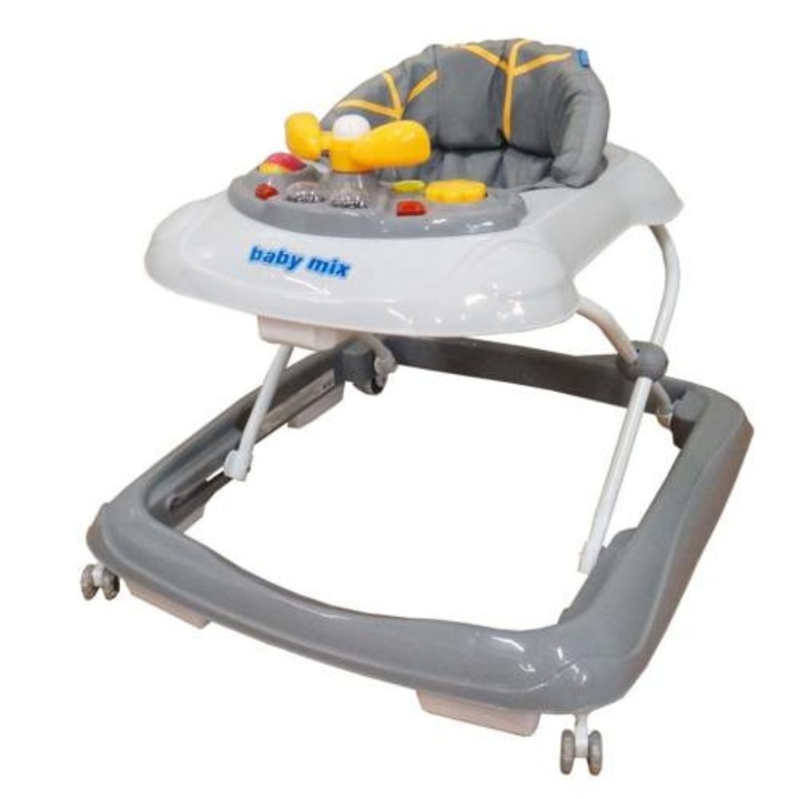 Gyerek bébikomp Baby Mix kormánykerékkel szilikon kerekek graphit