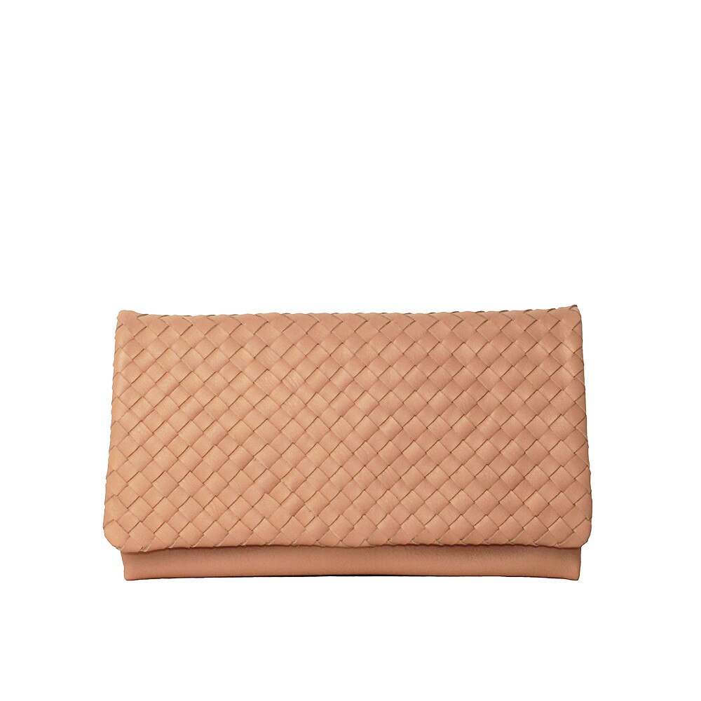 Geanta plic din piele naturala impletita manual, Dellaconte, Papaya 8446-36