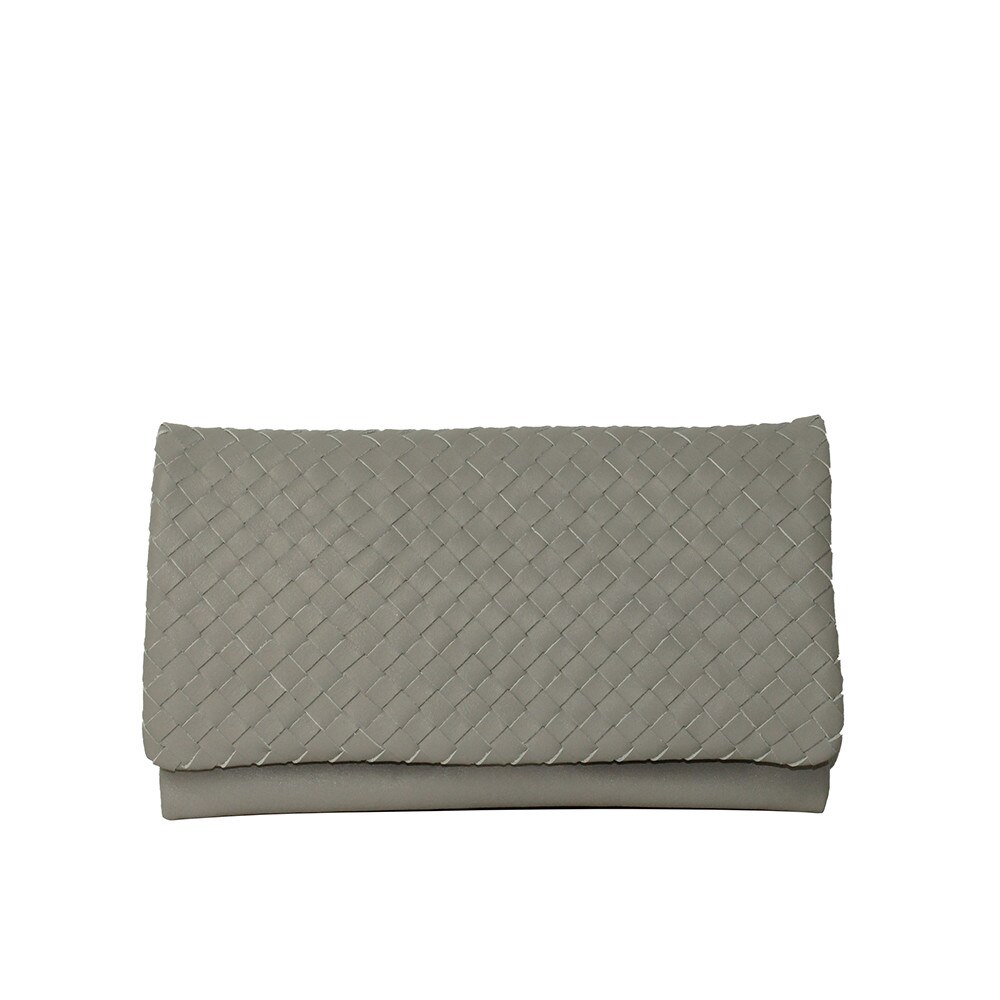 Geanta plic din piele naturala impletita manual, Dellaconte, Gri 8446-36