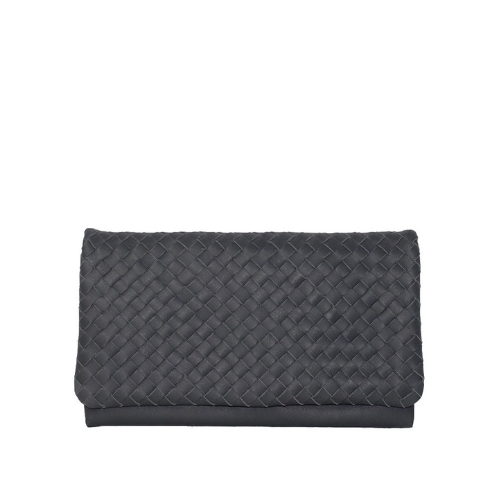 Borítéktáska kézzel szőtt természetes bőrből, Dellaconte, sötétszürke 8446-36