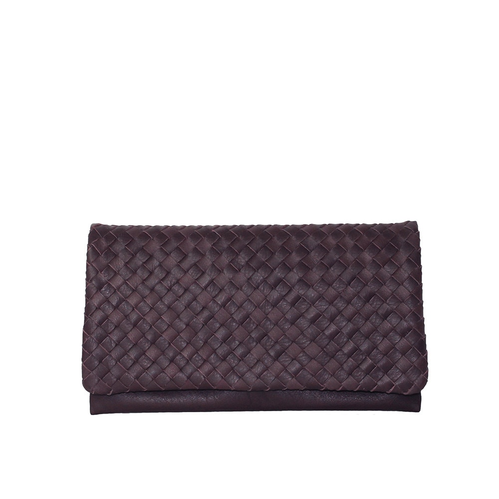 Geanta plic din piele naturala impletita manual, Dellaconte, Violet Pruna 8446-36