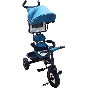 Tricicleta cu copertina Baby Care™ My first Trike , roti cauciuc, pedale si maner pentru parinti, scaun reversibil cu invartire 360 grade , cadru metalic, dimensiuni 100X45X90 cm, Turquoise Tricicleta cu copertina Baby Care™ My first Trike , roti cauciuc, pedale si maner pentru parinti, scaun reversibil cu invartire 360 grade , cadru metalic, dimensiuni 100X45X90 cm, Turquoise