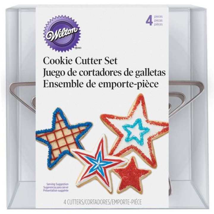 Fém vágó süteményekhez, süteményekhez, 4 darabos készlet, Wilton, "Stars"