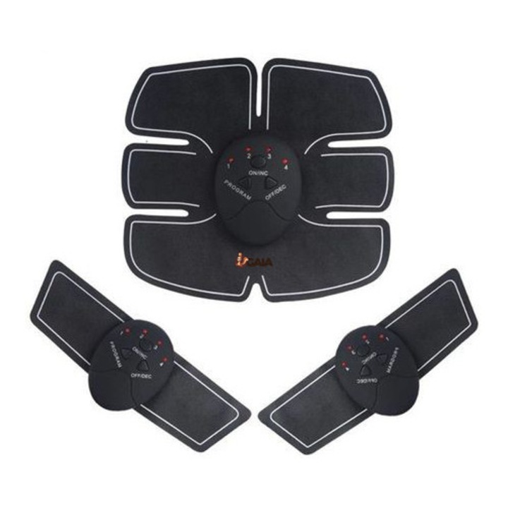 Centura Fitness cu Electrostimulare EMS Pentru Abdomen si Biceps, 3 Piese, 10 Trepte de Intensitate si 6 Moduri Pentru Exercitii