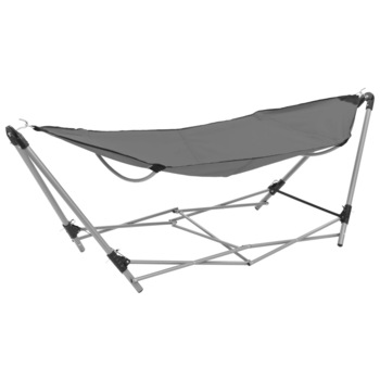 Hamac cu suport pliabil, vidaXL, Tesatura, Gri, 241 x 76 x 70 cm Hamac cu suport pliabil, vidaXL, Tesatura, Gri, 241 x 76 x 70 cm