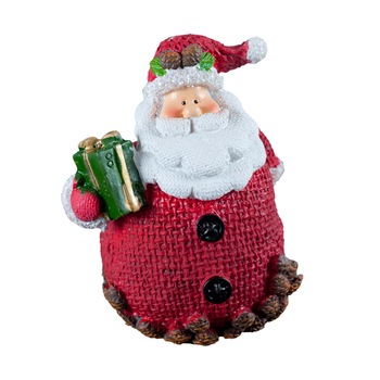 Figurina Mos Craciunm cu cadou eNoelle, polirasina, rosu, 7 x 5.8 x 8.5 cm Figurina Mos Craciunm cu cadou eNoelle, polirasina, rosu, 7 x 5.8 x 8.5 cm