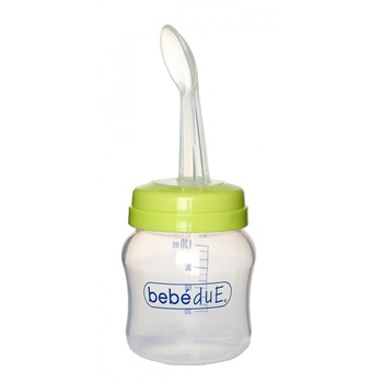 Biberon din silicon 120 ml cu lingurita, 80168_8, BebeduE Biberon din silicon 120 ml cu lingurita, 80168_8, BebeduE