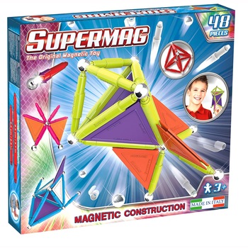 Set de constructie magnetic Supermag - Trendy, 48 piese Set de constructie magnetic Supermag - Trendy, 48 piese