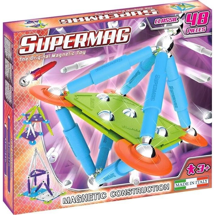 Set de constructie magnetic Supermag - Classic Trendy, 48 piese