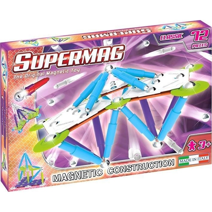Set de constructie magnetic Supermag - Classic Trendy, 72 piese