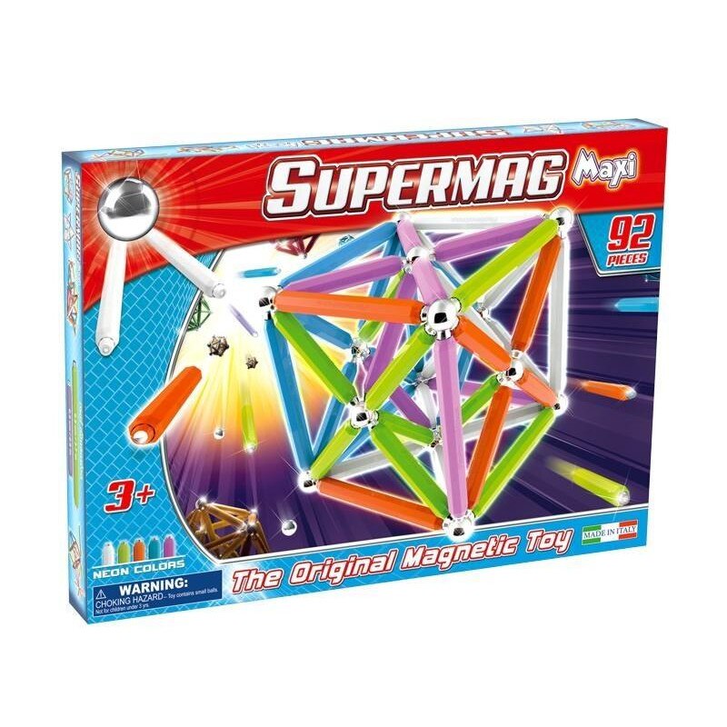 Set de constructie Supermag - Maxi Neon, 92 piese