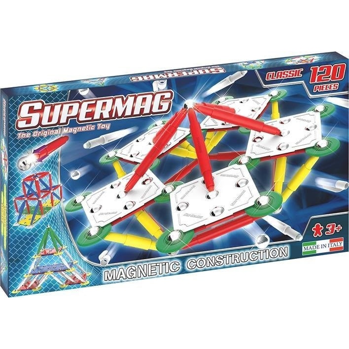 Set de constructie magnetic Supermag - Classic primary, 120 piese