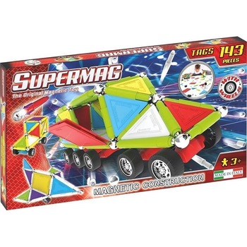 Set de constructie magnetic Supermag - Wheels, 143 piese Set de constructie magnetic Supermag - Wheels, 143 piese