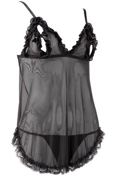 Babydoll Cottelli Collection Ruffles Negru, Negru Babydoll Cottelli Collection Ruffles Negru, Negru