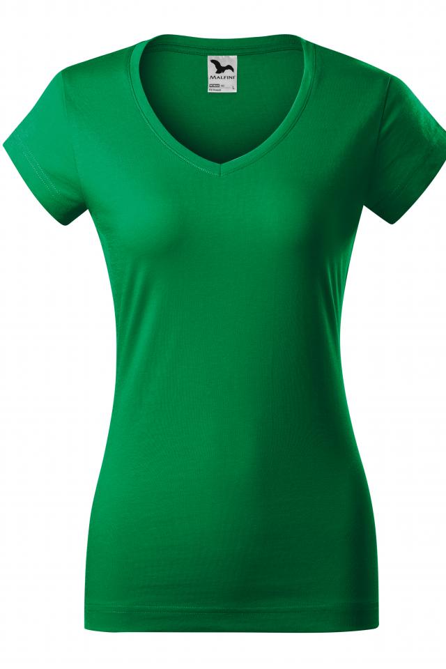 Tricou pentru dama Fit V-neck, Verde Mediu