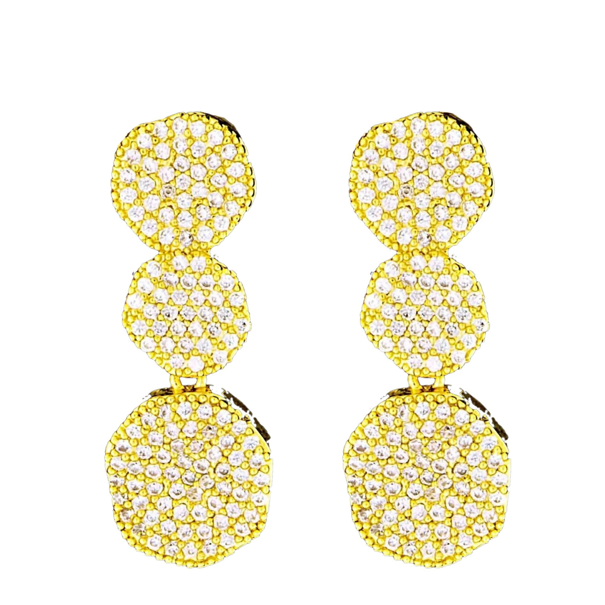 Cercei placati cu Aur 18K si Diamante, Anastasia Gold