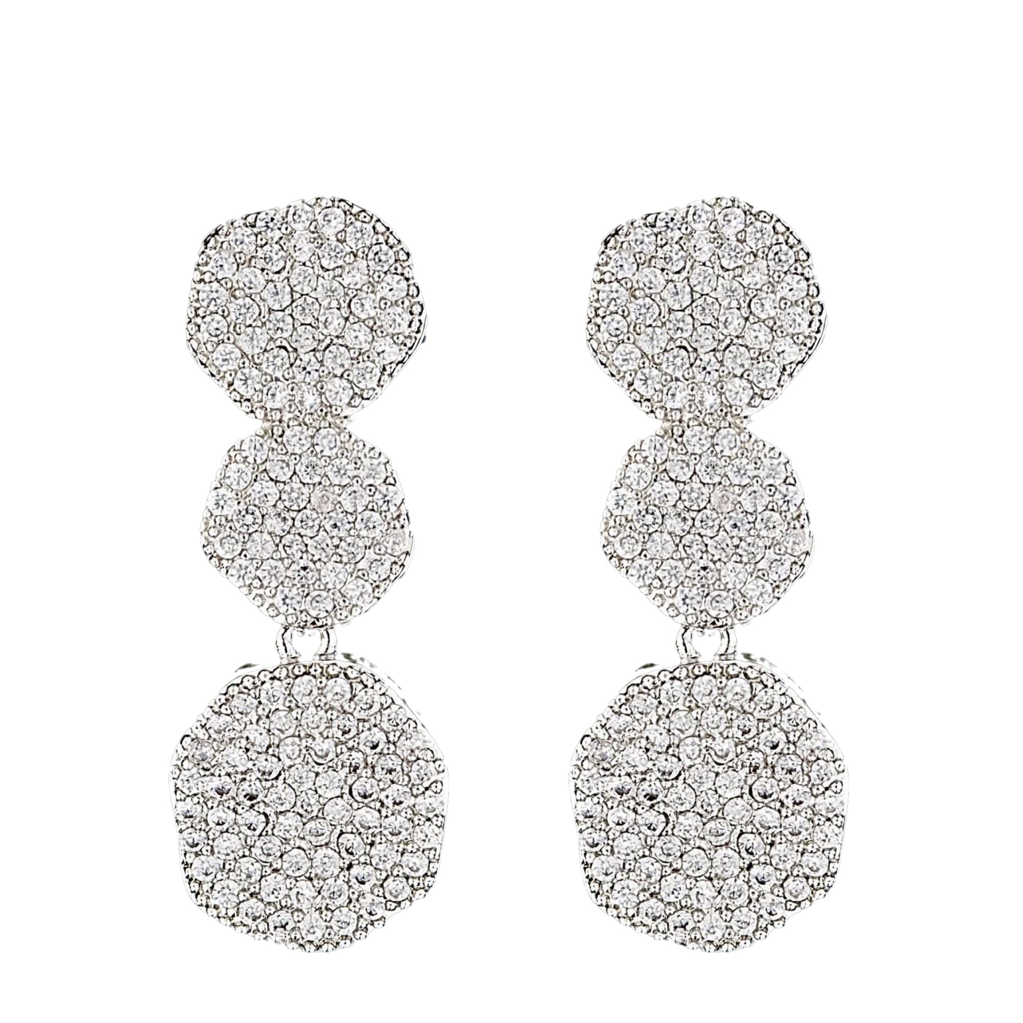 Cercei placati cu Aur 18K si Diamante, Anastasia Platinum