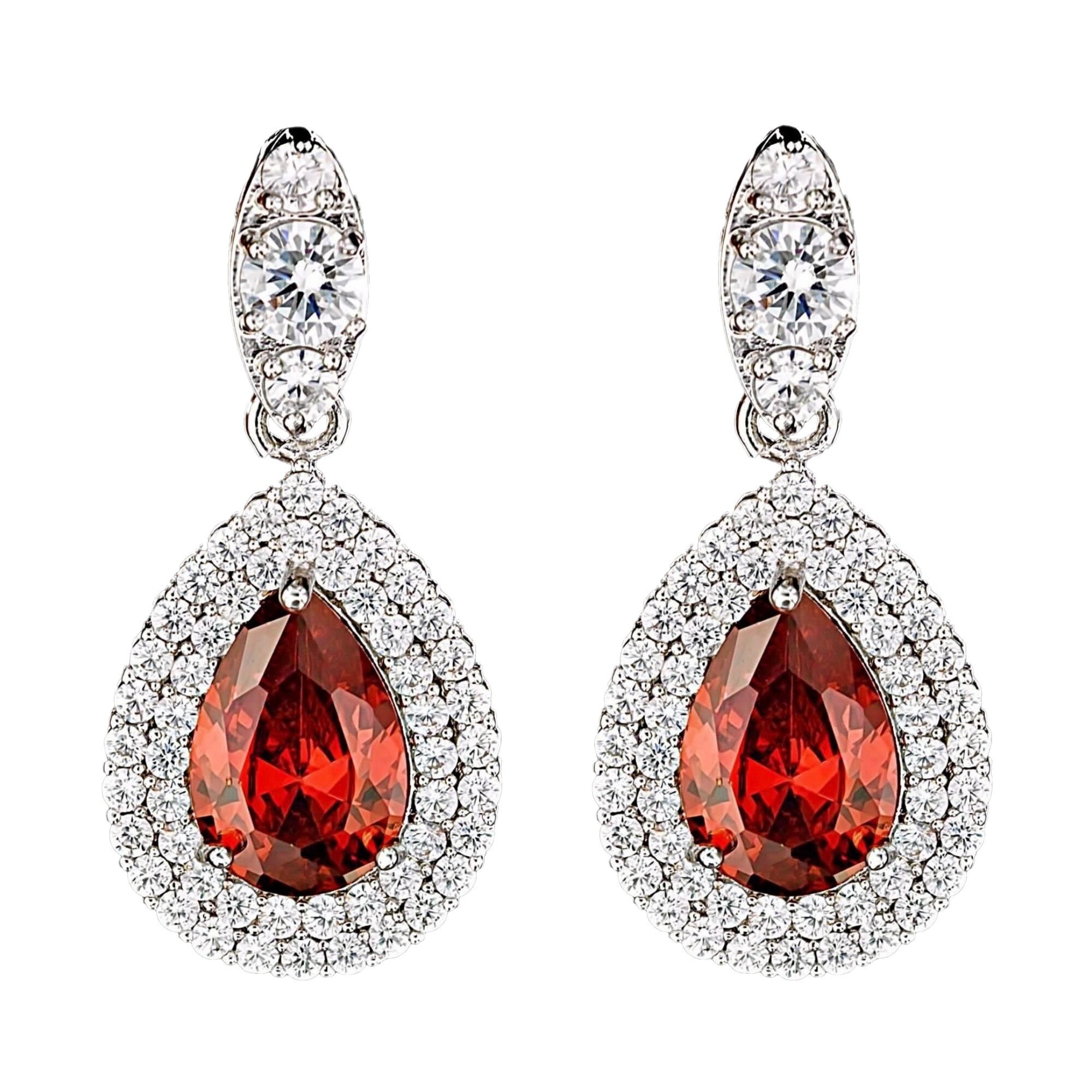 Cercei placati cu Aur 18K si Diamante, Artemis Platinum & Red