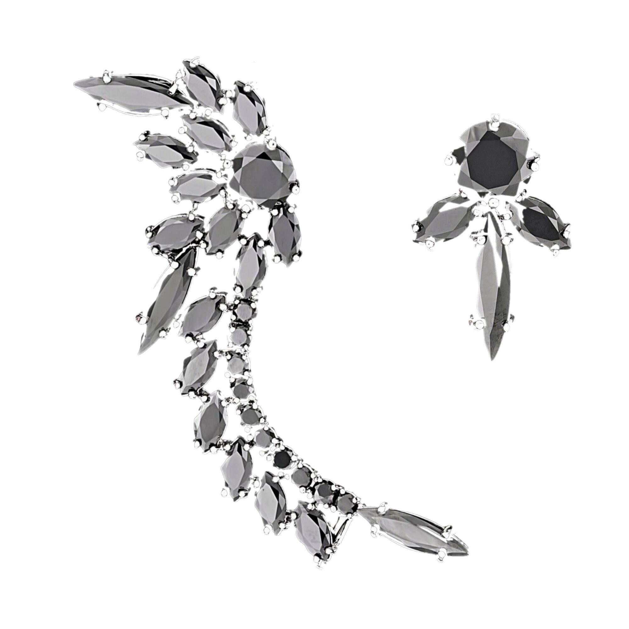 Cercei placati cu Aur 18K si Diamante, Asymmetric Black
