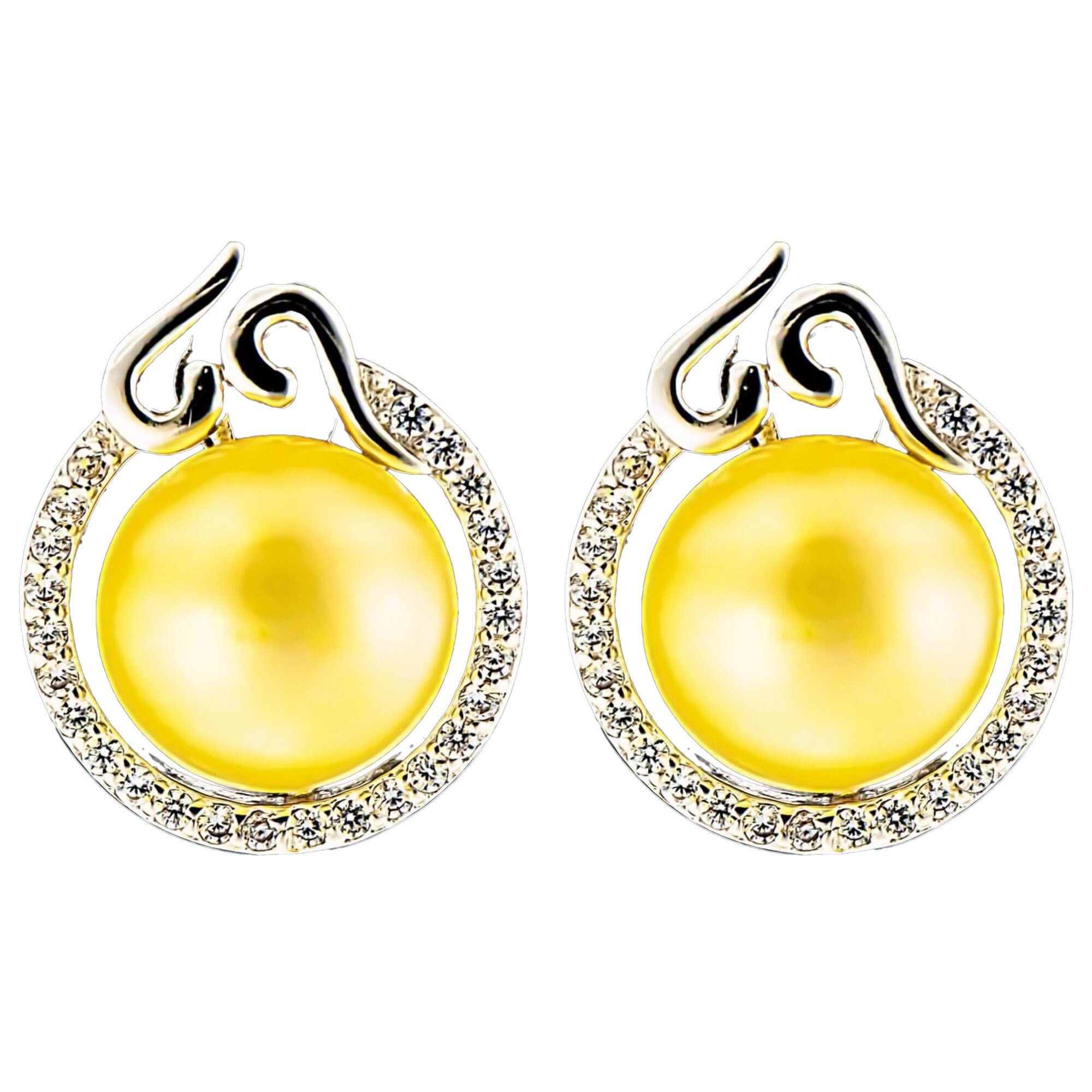 Cercei din Argint 925 cu Perle Naturale si Diamante, Barbara