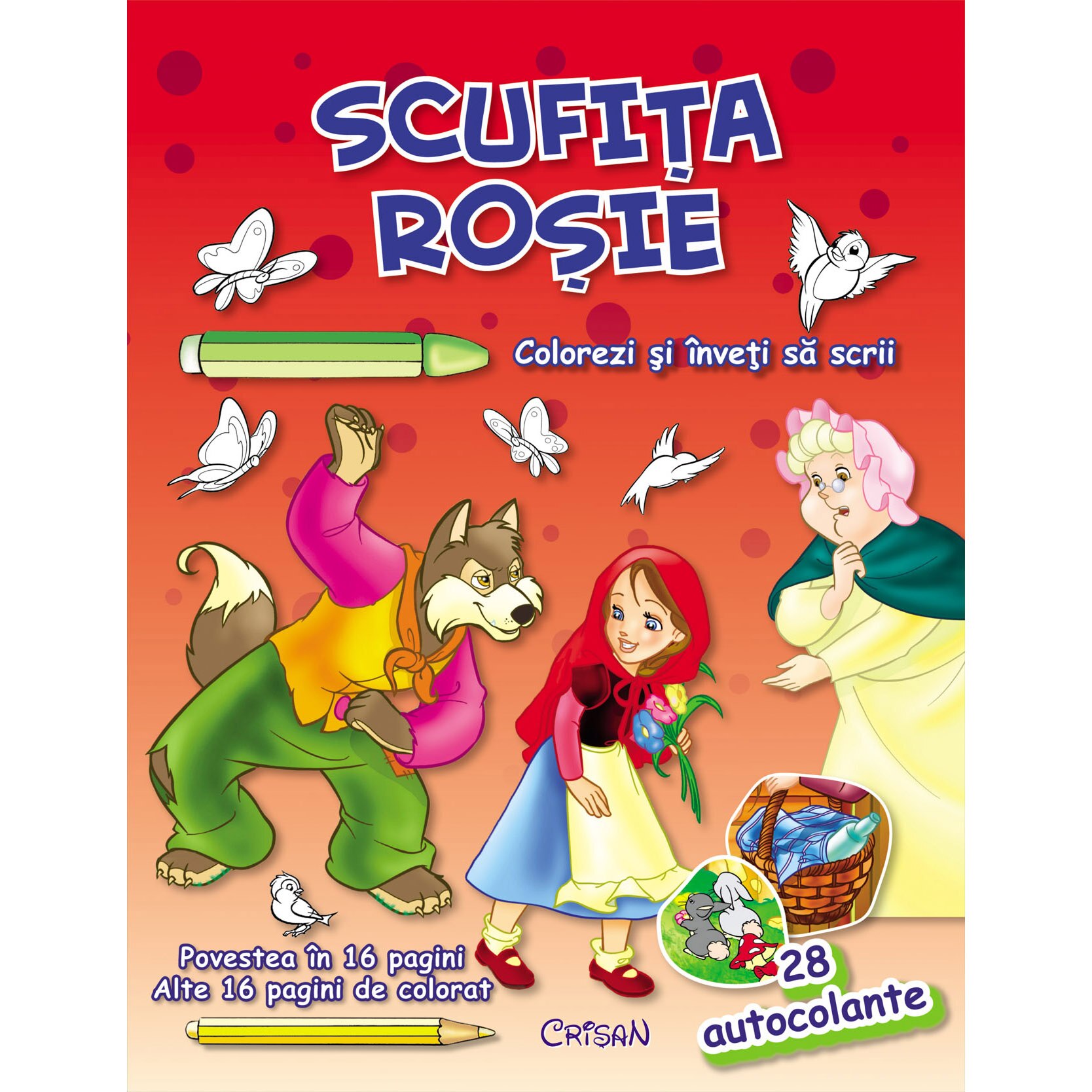 Scufita Rosie - Colorezi si inveti sa scrii