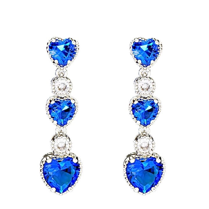 Cercei placati cu Aur 18K si Diamante, Calypso Platinum & Blue