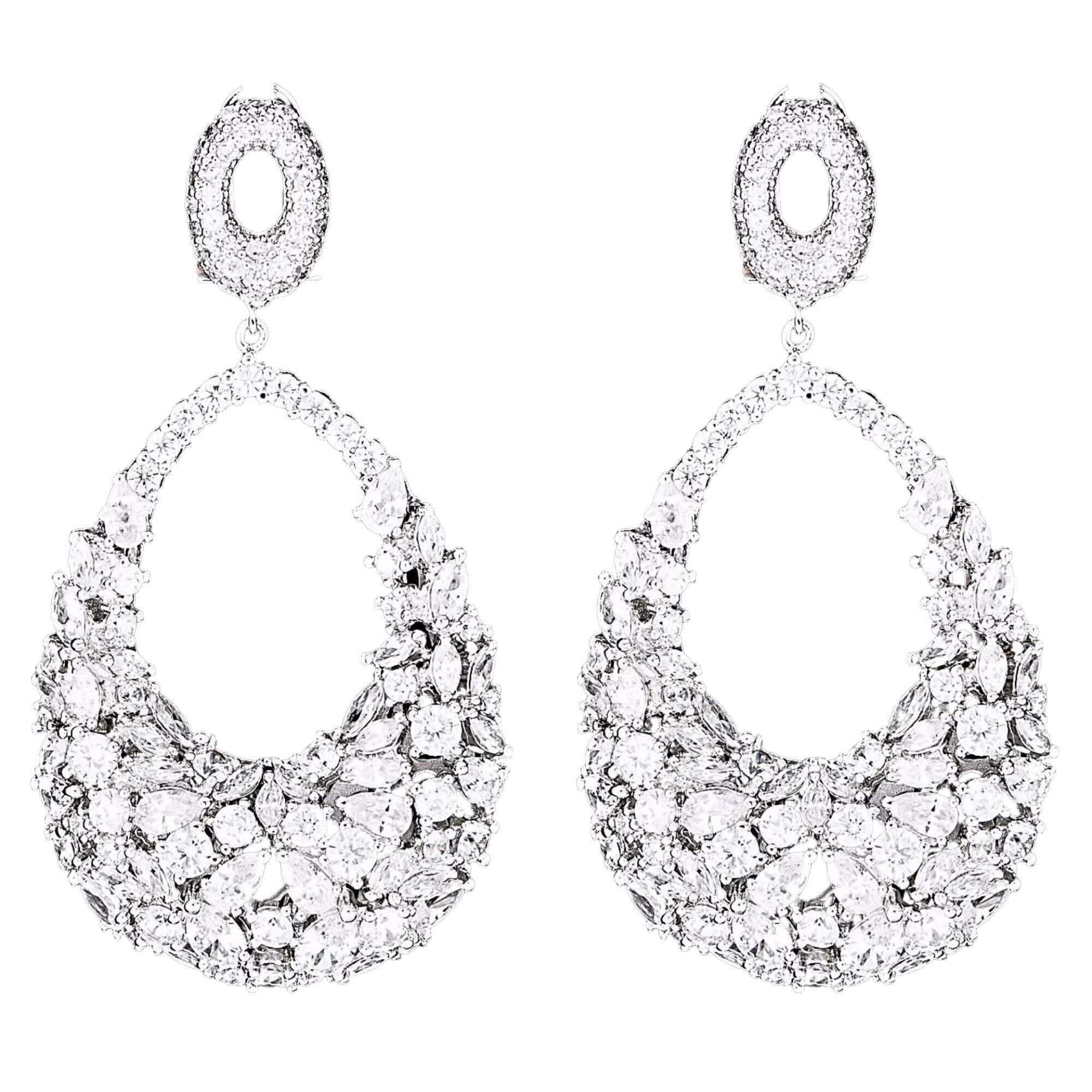 Cercei placati cu Aur 18K si Diamante, Chrystal Platinum