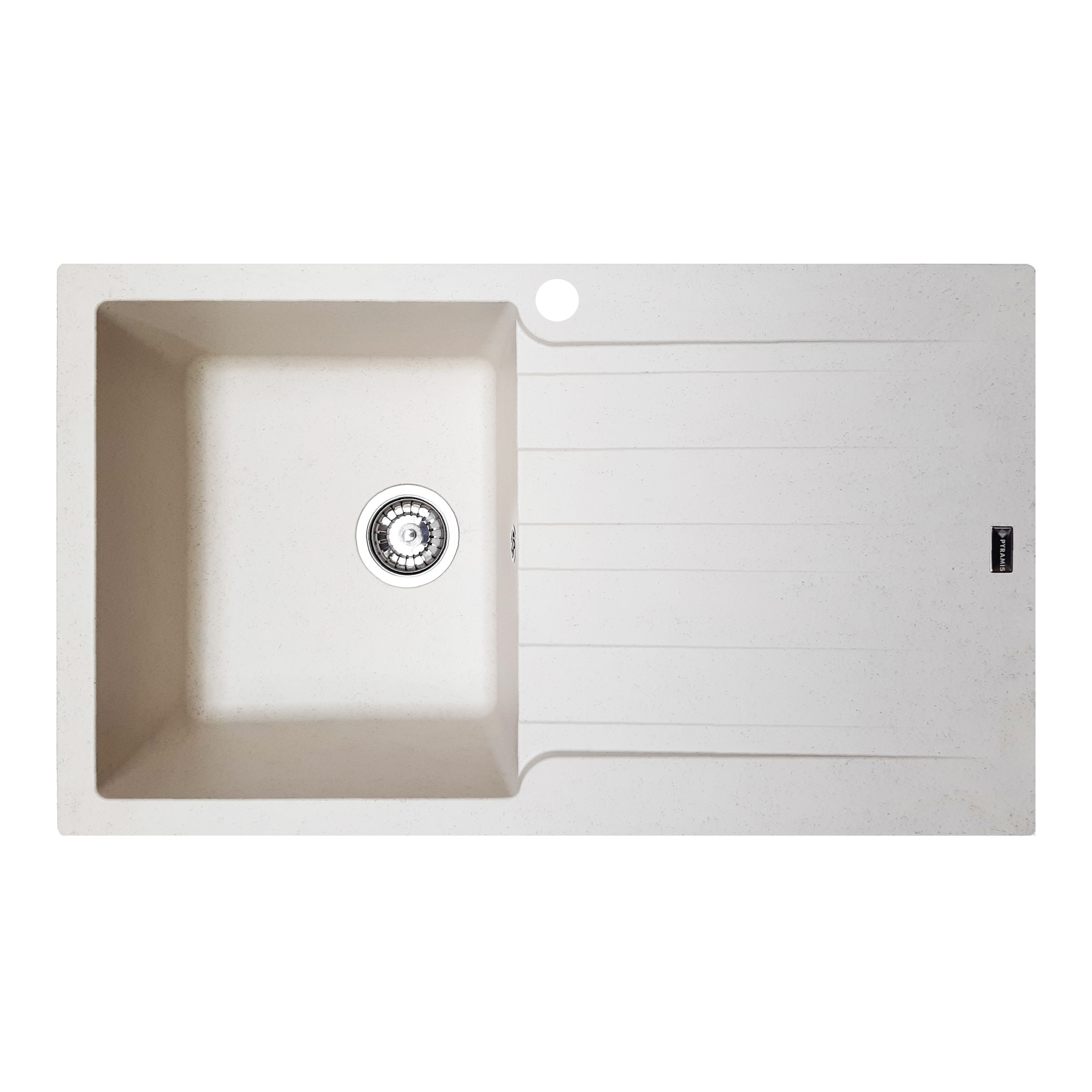 Chiuveta Pyramis SIERRA Durothek, 860x500mm, adancime 210mm, cuva stanga, montare pe blat, soft compozit bej