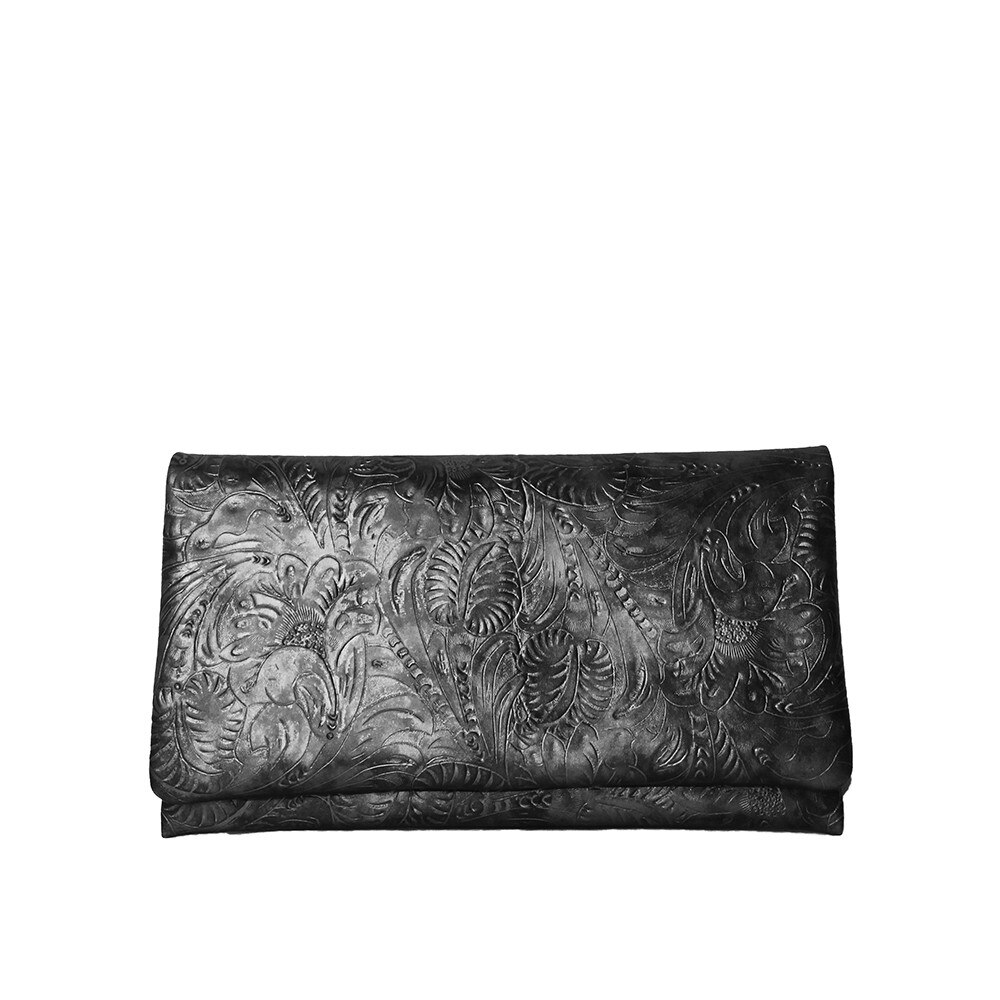 Geanta plic din piele naturala floral, Dellaconte, Gri 8466-00