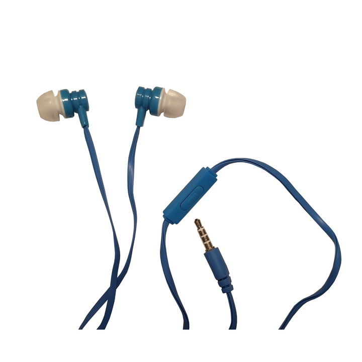 Casti Intraauriculare , In Ear , Cu Fir , Incredible Sound , Bleu