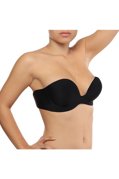 Sutien cu push up Bye Bra Gala, adeziv, reutilizabil, flexibil, Negru