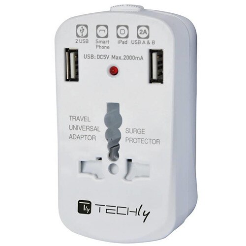 Techly Európa, USA, UK, 2xUSB 5V 2A töltővel univerzális Baseus forgás Type Travel Adapter univerzális töltő EU UK US