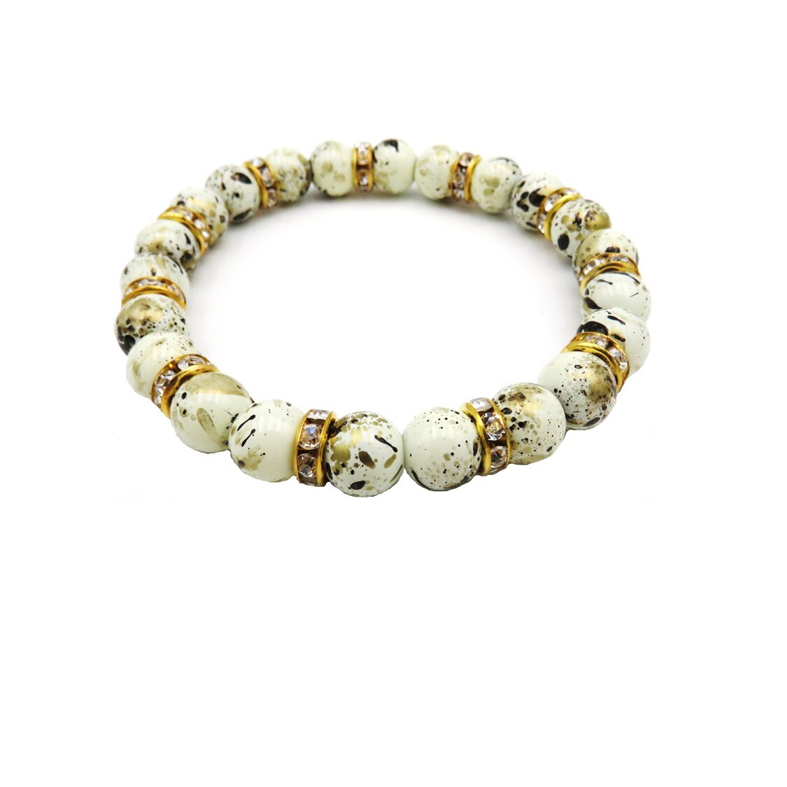 Bratara cu margele albe si aurii