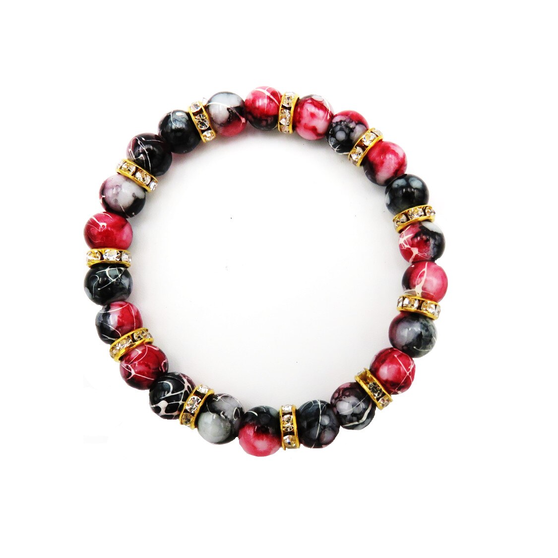 Bratara cu margele, gri/rosu