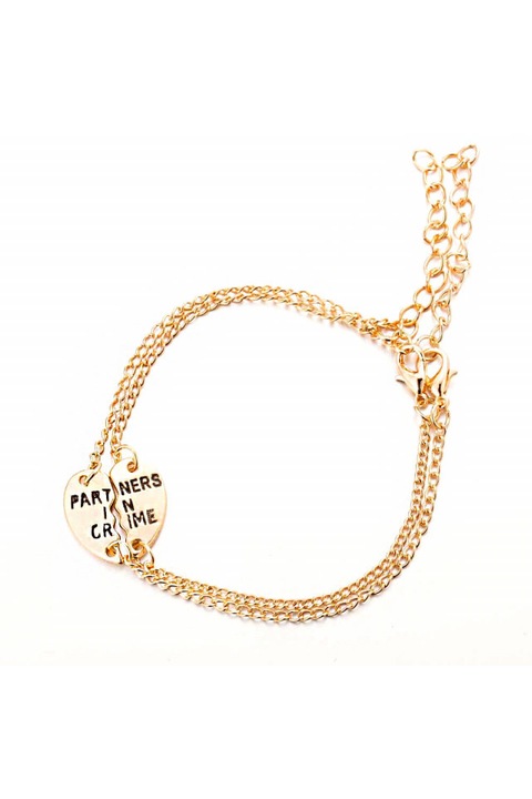 Set Bratarile prieteniei cu inimioara partners in crime, Auriu