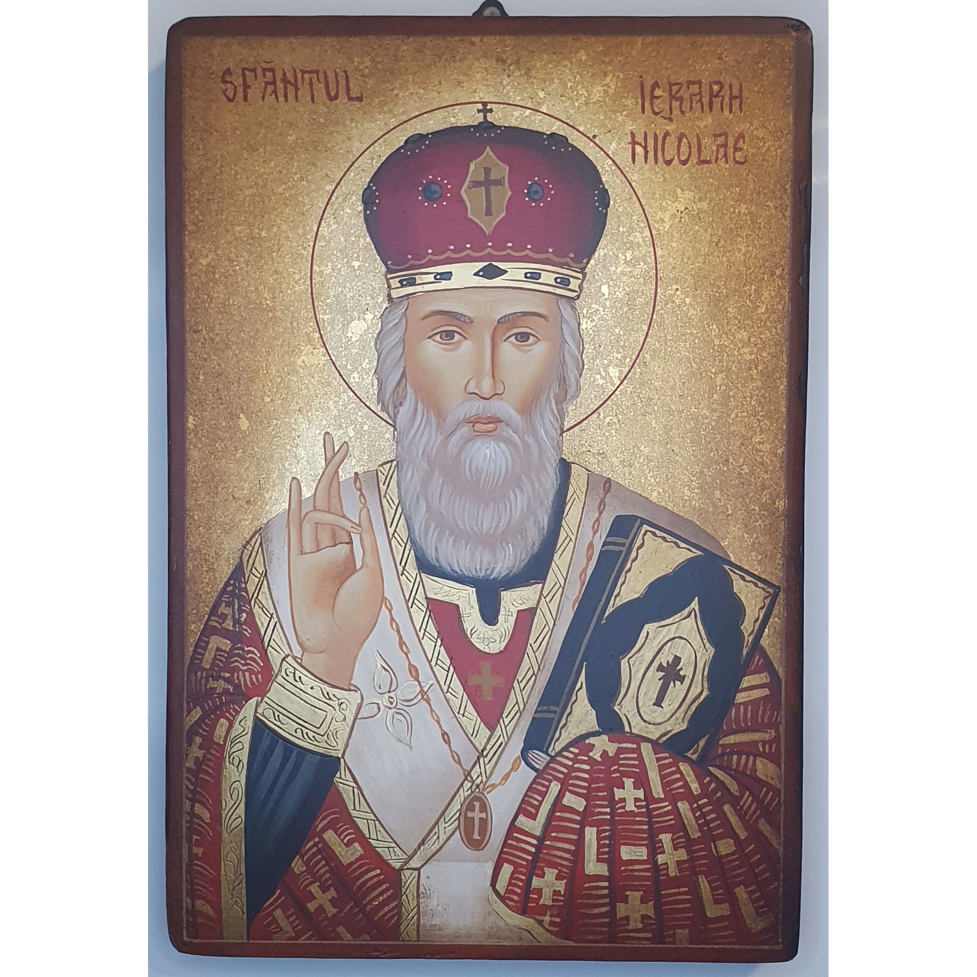 Icoana pictata pe lemn Sf. Nicolae 1, Artizanat Opait, 14X10cm