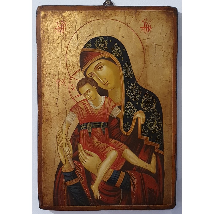 Icoana pictata pe lemn Bizantina Speciala Maica Domnului 22, Artizanat Opait, 32x22cm