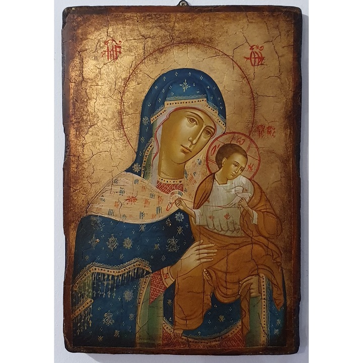 Icoana pictata pe lemn Bizantina Speciala Maica Domnului 18, Artizanat Opait, 44x32cm