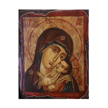 Icoana pictata pe lemn Bizantina Speciala Maica Domnului 17, Artizanat Opait, 22x18cm Icoana pictata pe lemn Bizantina Speciala Maica Domnului 17, Artizanat Opait, 22x18cm