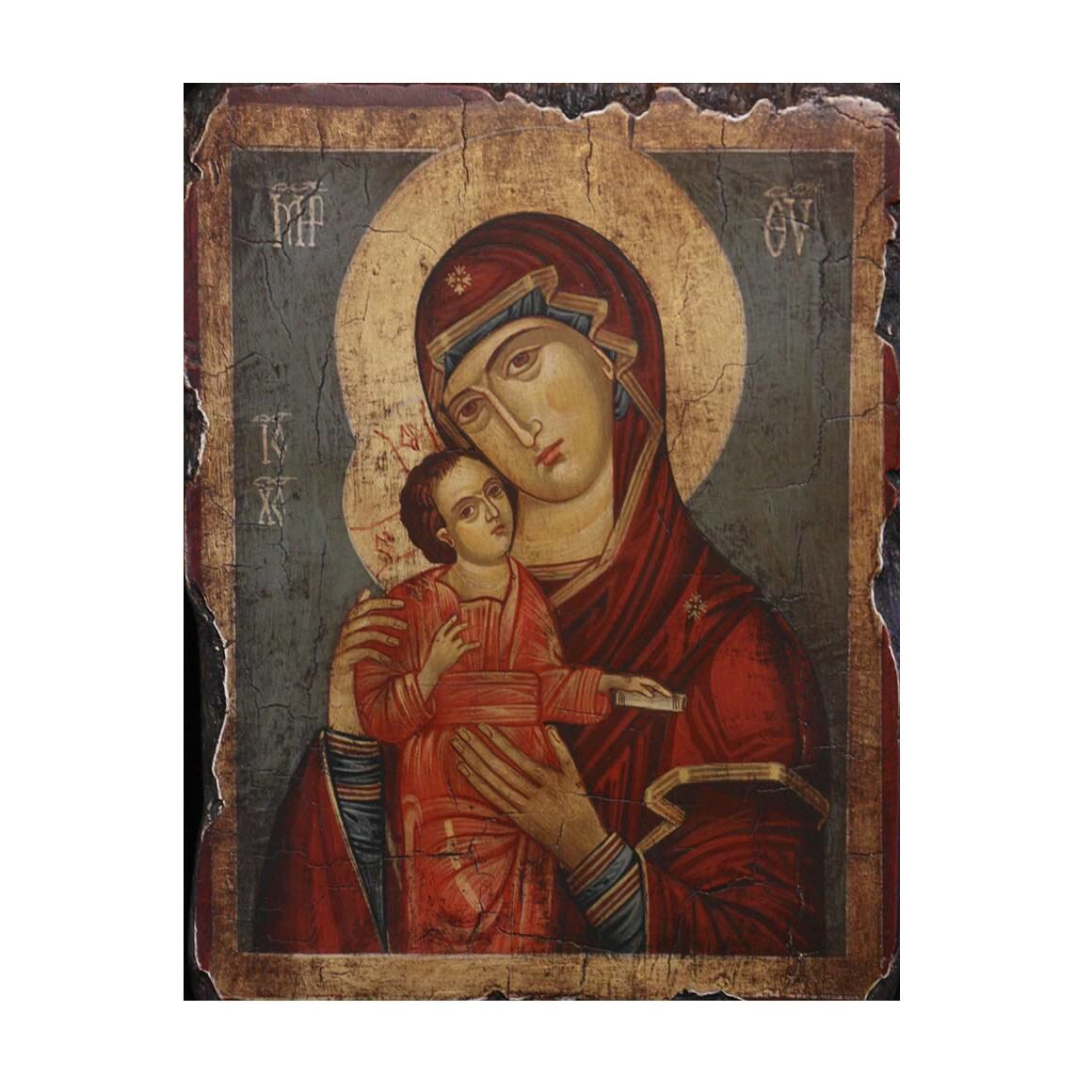 Icoana pictata pe lemn Bizantina Speciala Maica Domnului 16, Artizanat Opait, 14x10cm