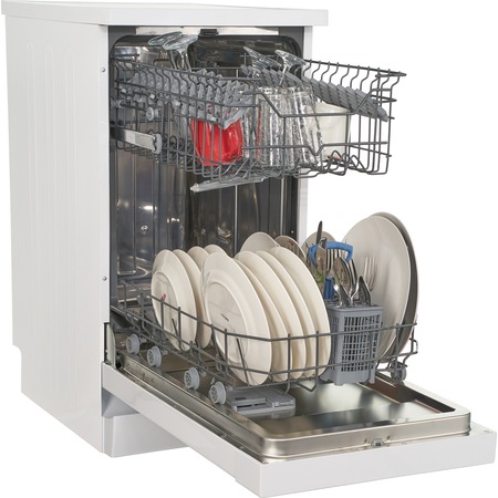 Masina de spalat vase Heinner HDW-FS4505WA++, 10 seturi, 5 programe, Clasa A++, Control electronic, 45 cm, Alb