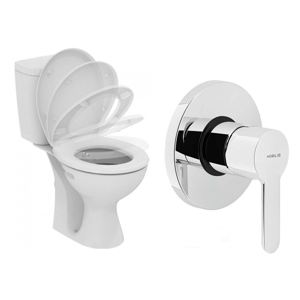 Vas WC monobloc cu functie de bideu, Vidima SevaFresh, 37x66 cm,complet echipat, baterie inclusa