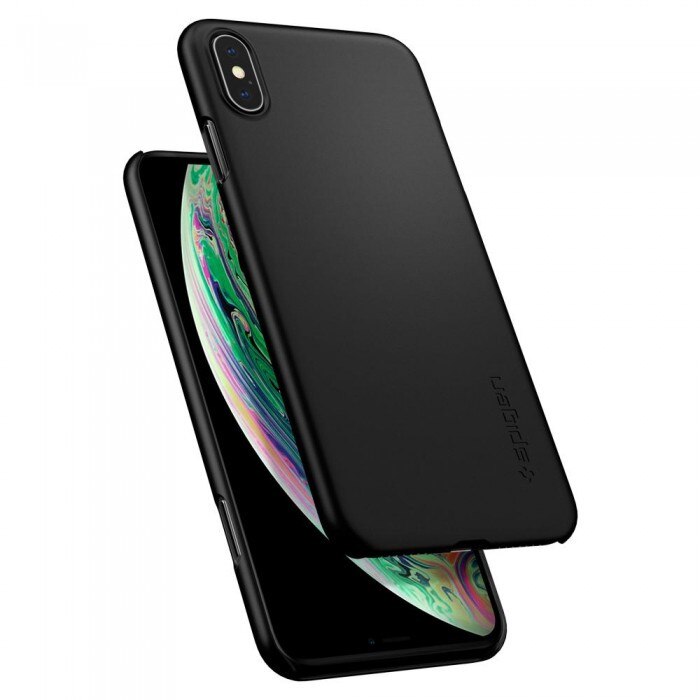 Husa iPhone XS Max, Spigen Thin Fit, Negru