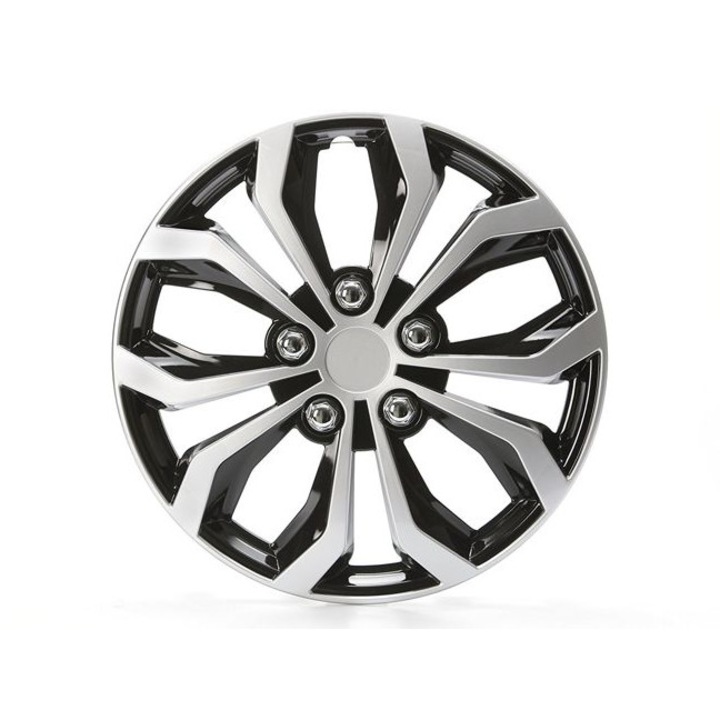 Set 4 Capace roti daytona 15" negru-argintii