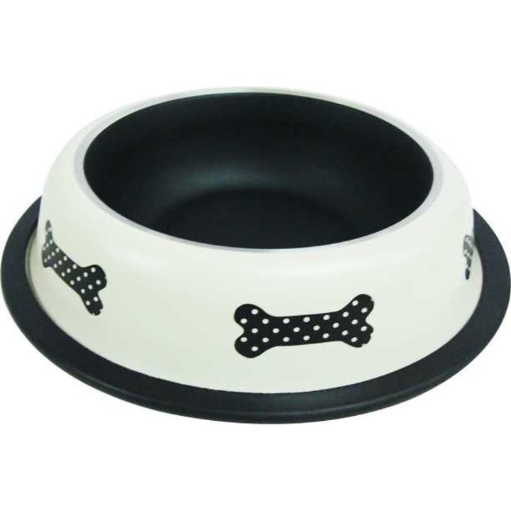 Csúszásmentes rozsdamentes acél tál, fehér csontokkal, 16 cm, 0,2 l