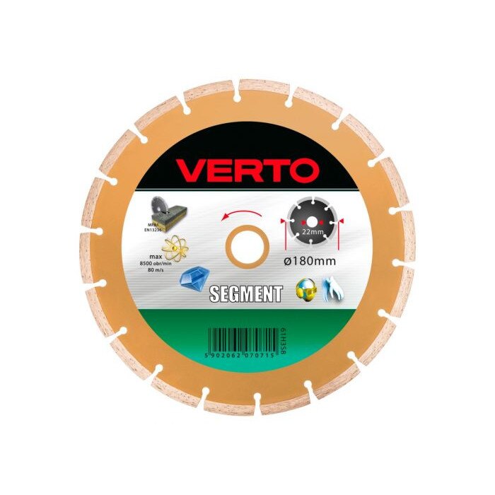 Disc diamantat segmentat, 180 x 22.2mm, 61H3S8, Verto