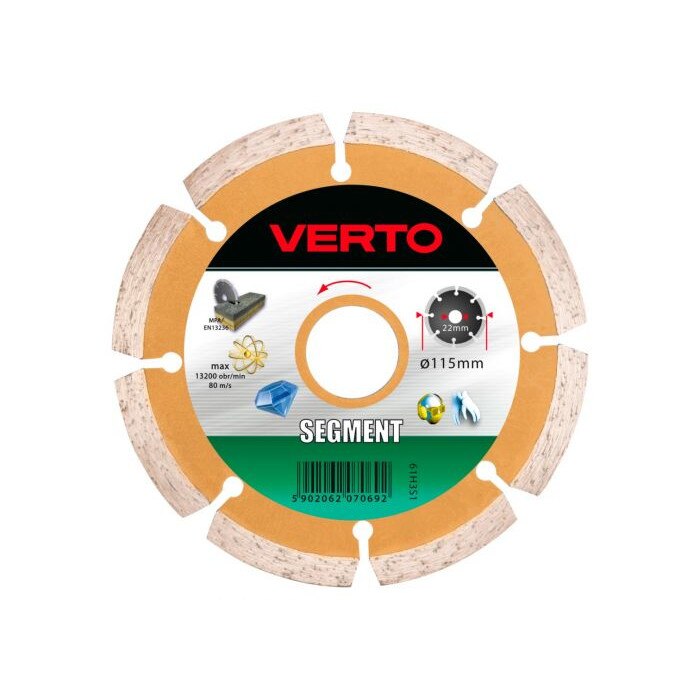 Disc diamantat segmentat, 115 x 22.2mm, 61H3S1, Verto