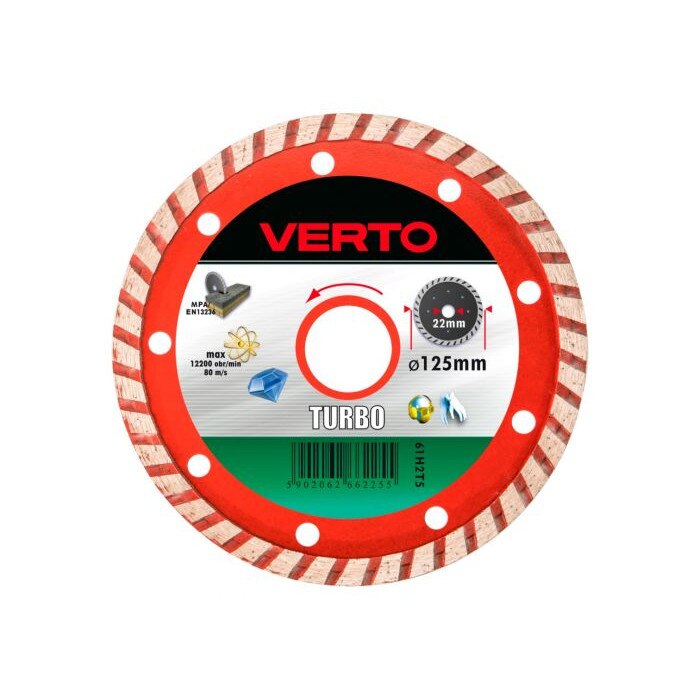 Disc diamantat segmentat Turbo, 125x22.2mm, 61H2T5, Verto